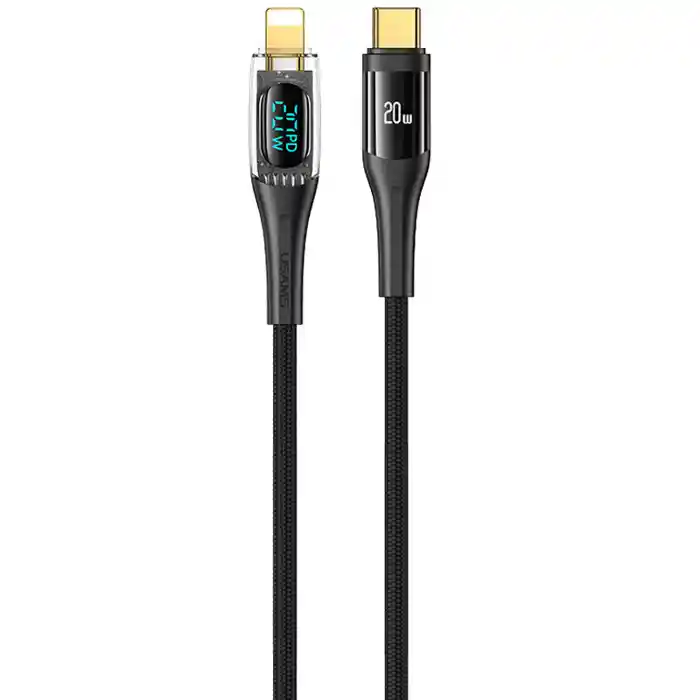 USAMS SJ589 Type-C To Lighting 20W Transparent Digital Display Cable (2 Meter)